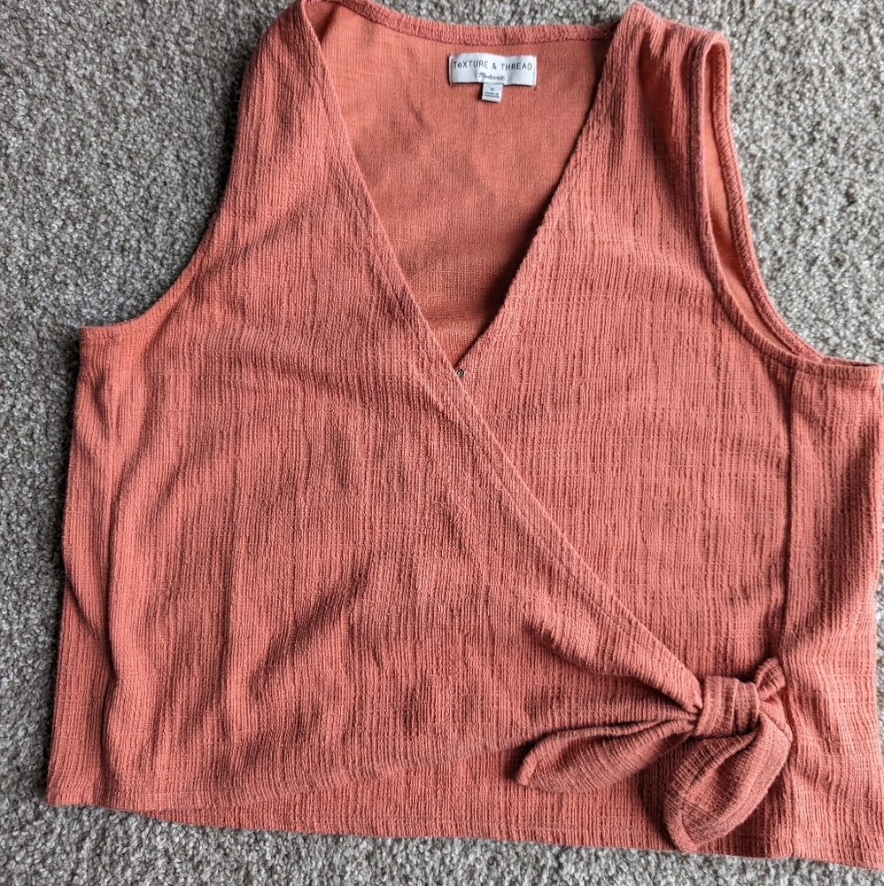 Textured Faux Wrap Crop Tank